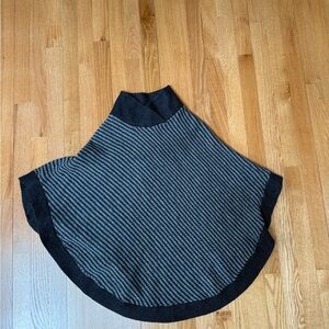 Striped Black and Gray Sweater Poncho